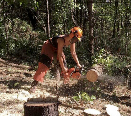 Zoe Freeman and chainsaw